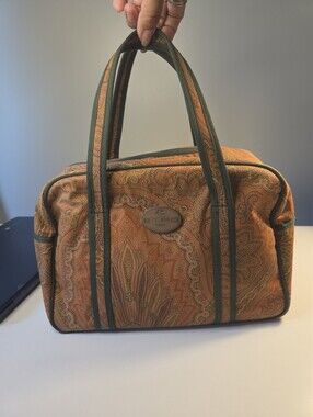 Authentic ETRO Paisley Boston Hand Bag Speedy Small Nylon Duffle Fabric YKK